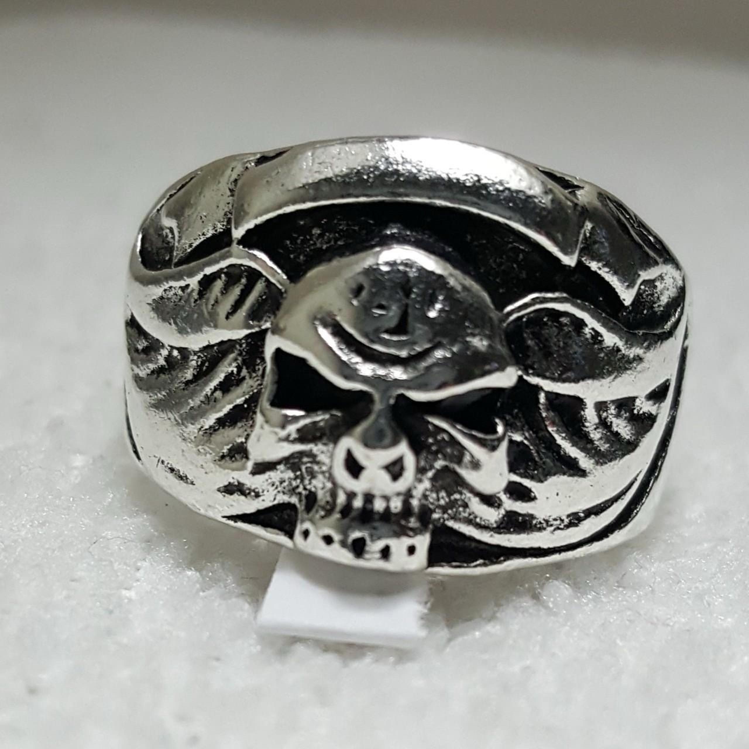 Silver Gothic Biker Skull Punk Rock Style Retro Skeleton Ring