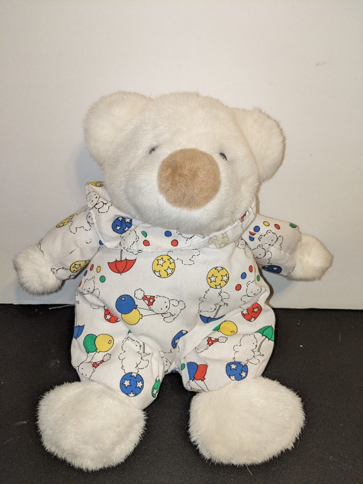Carter’s Prestige White Teddy Bear Balloons Rattle 10 Plush Stuffed Animal