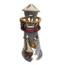 Heather Goldminc SET SAIL TO YOUR DREAMS Lighthouse 2001 Blue Sky Clayworks