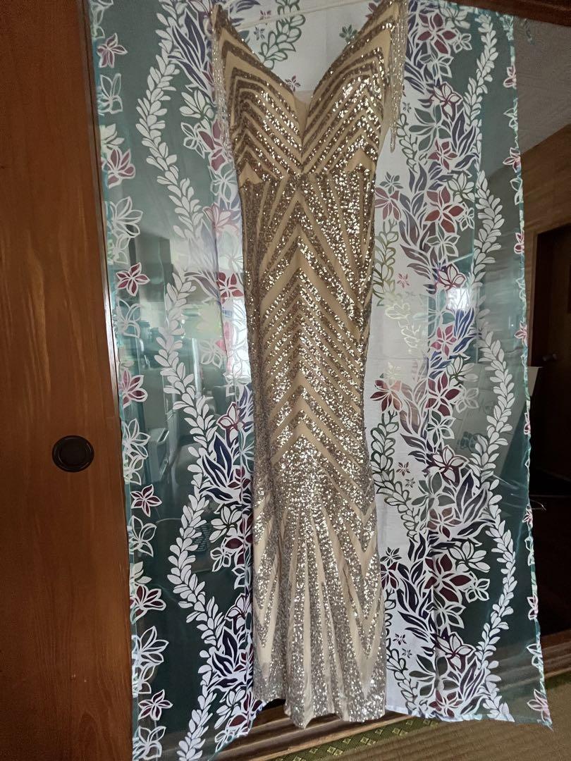 Silver Bead Embroidered Mermaid Tight Dress