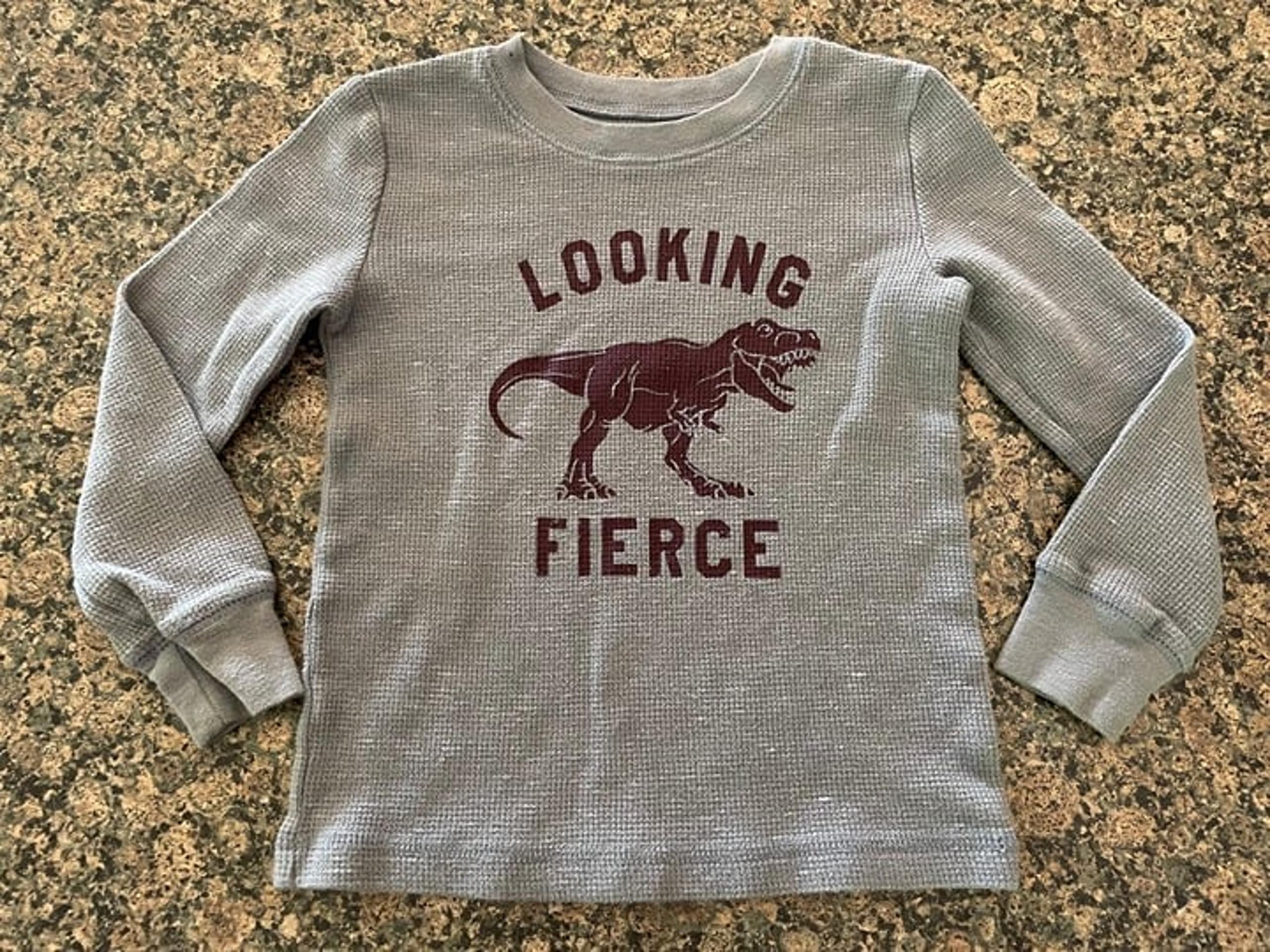 Boy's Jumping Beans gray thermal sweatshirt size 3T dinosaur