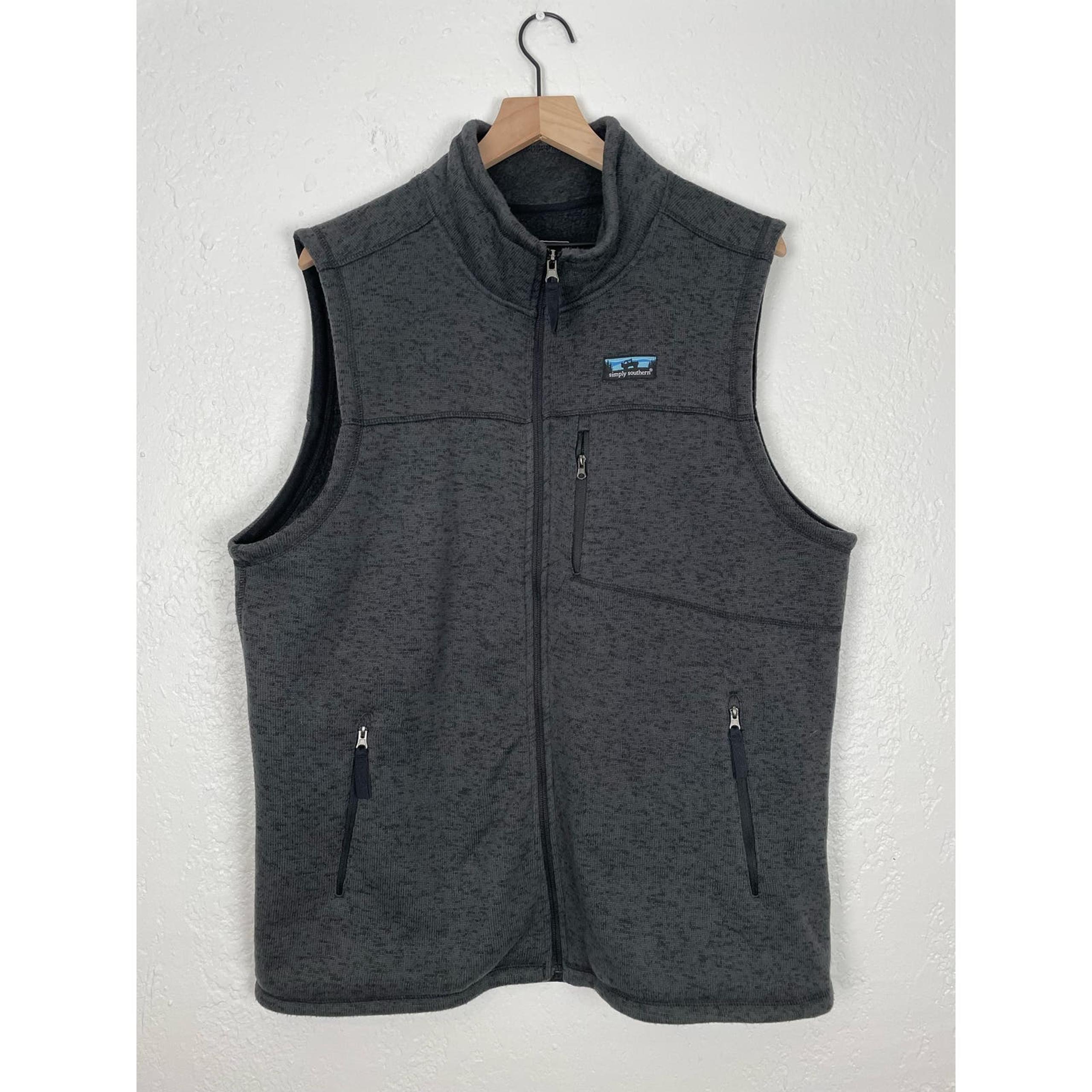 Simply Southern Men's Dark Grey Full Zip Vest Size XL