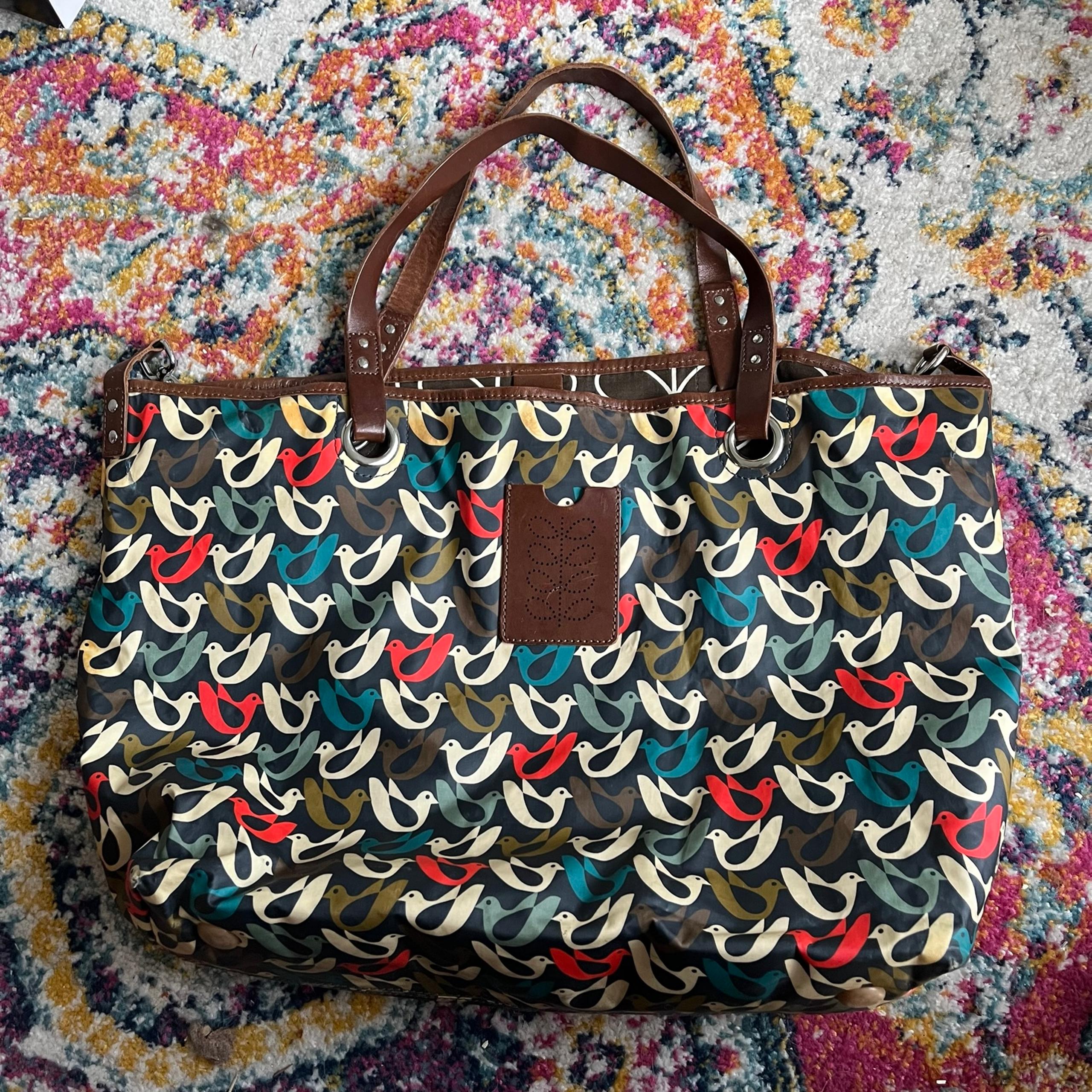 Orla Kiely coated cotton Bird motif purse bag