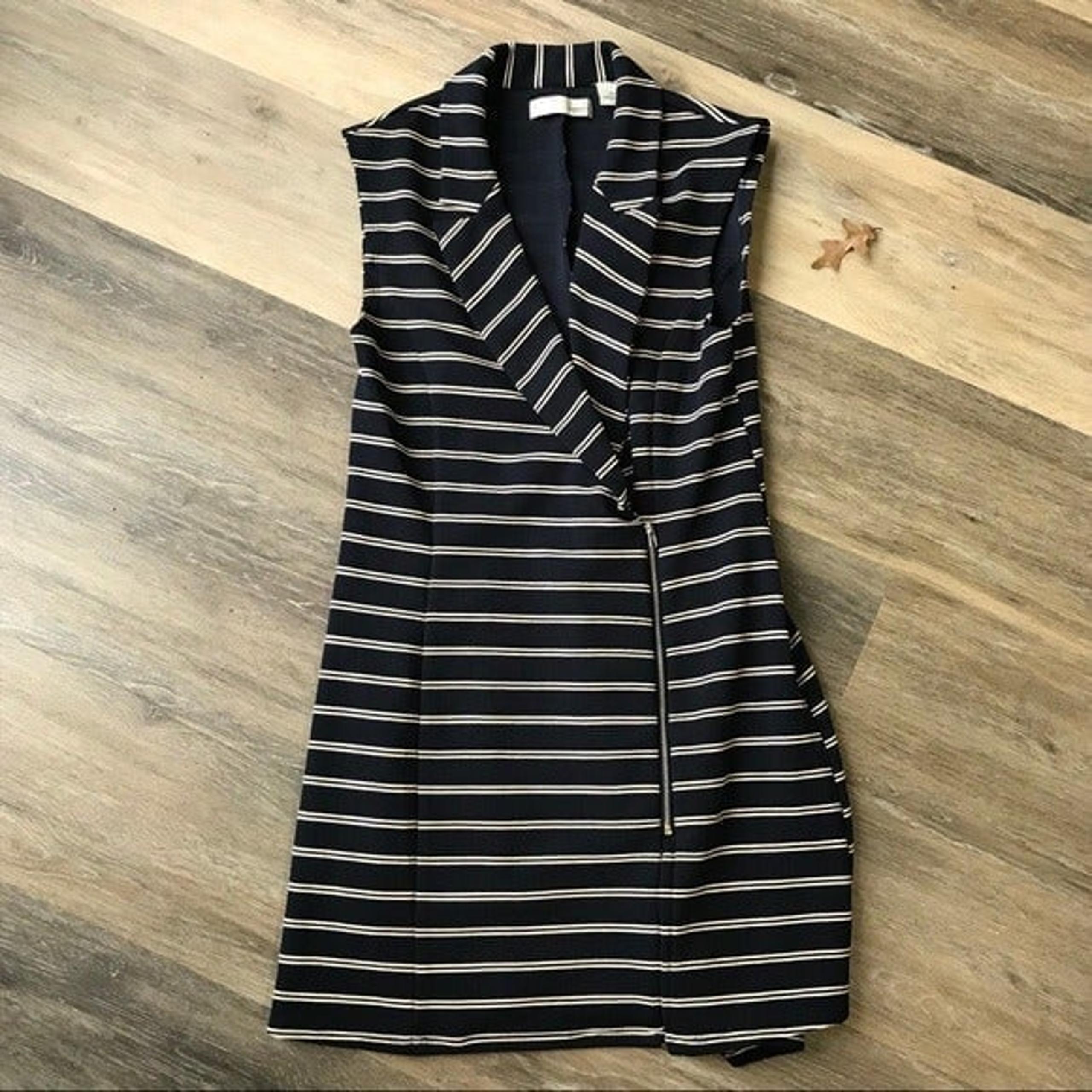 Kersh Wrap/Zip Dress Navy/Cream S EUC