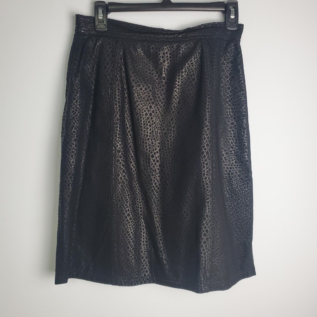 Vintage 80s Banana Republic Leather Midi Skirt Size 10