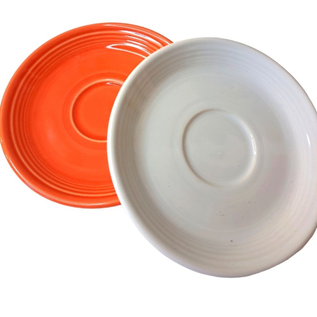 Fiesta Replacement Saucers *Vintage Colors: 1 White Saucer & 1 Orange Saucer