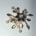 Vintage Gold Tone & CZ Rhinestone Floral Boho Brooch Shoulder Pin