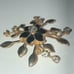 Vintage Gold Tone & CZ Rhinestone Floral Boho Brooch Shoulder Pin