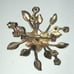 Vintage Gold Tone & CZ Rhinestone Floral Boho Brooch Shoulder Pin