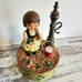 Vintage ANRI Music Box Plays Wild Irish Rose Little Girl Shamrocks Water Pump
