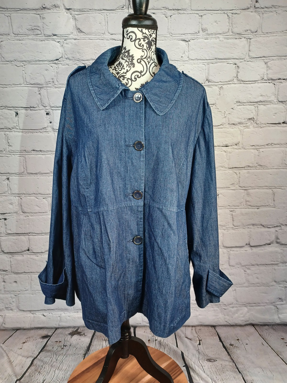 Sandro Women's Long Sleeve Button Front Jean Jacket Pockets plus Size 2x bb17