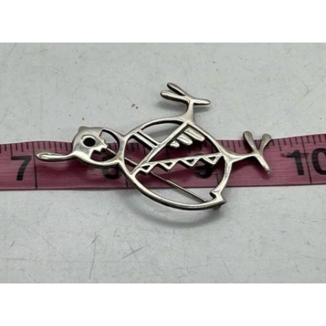 DENNIS RAMONE DR Sterling Silver QUAIL Brooch Navajo - detail
