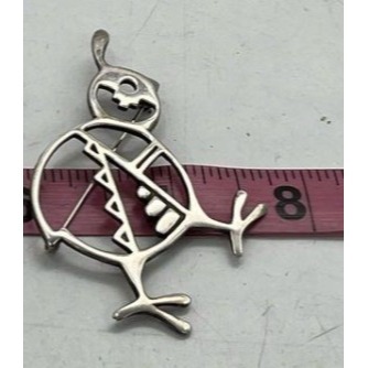 DENNIS RAMONE DR Sterling Silver QUAIL Brooch Navajo - detail
