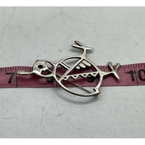 DENNIS RAMONE DR Sterling Silver QUAIL Brooch Navajo - detail