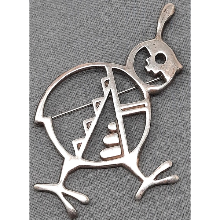 DENNIS RAMONE DR Sterling Silver QUAIL Brooch Navajo - detail