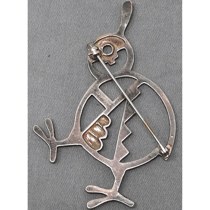 DENNIS RAMONE DR Sterling Silver QUAIL Brooch Navajo - detail