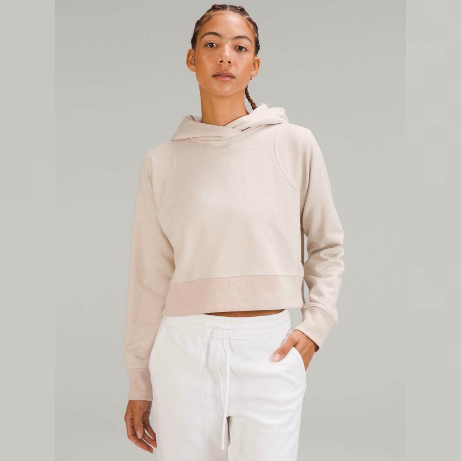 New NWOT Women’s Lululemon Loungeful Cropped Hoodie Cotton Fleece Modal *Spark