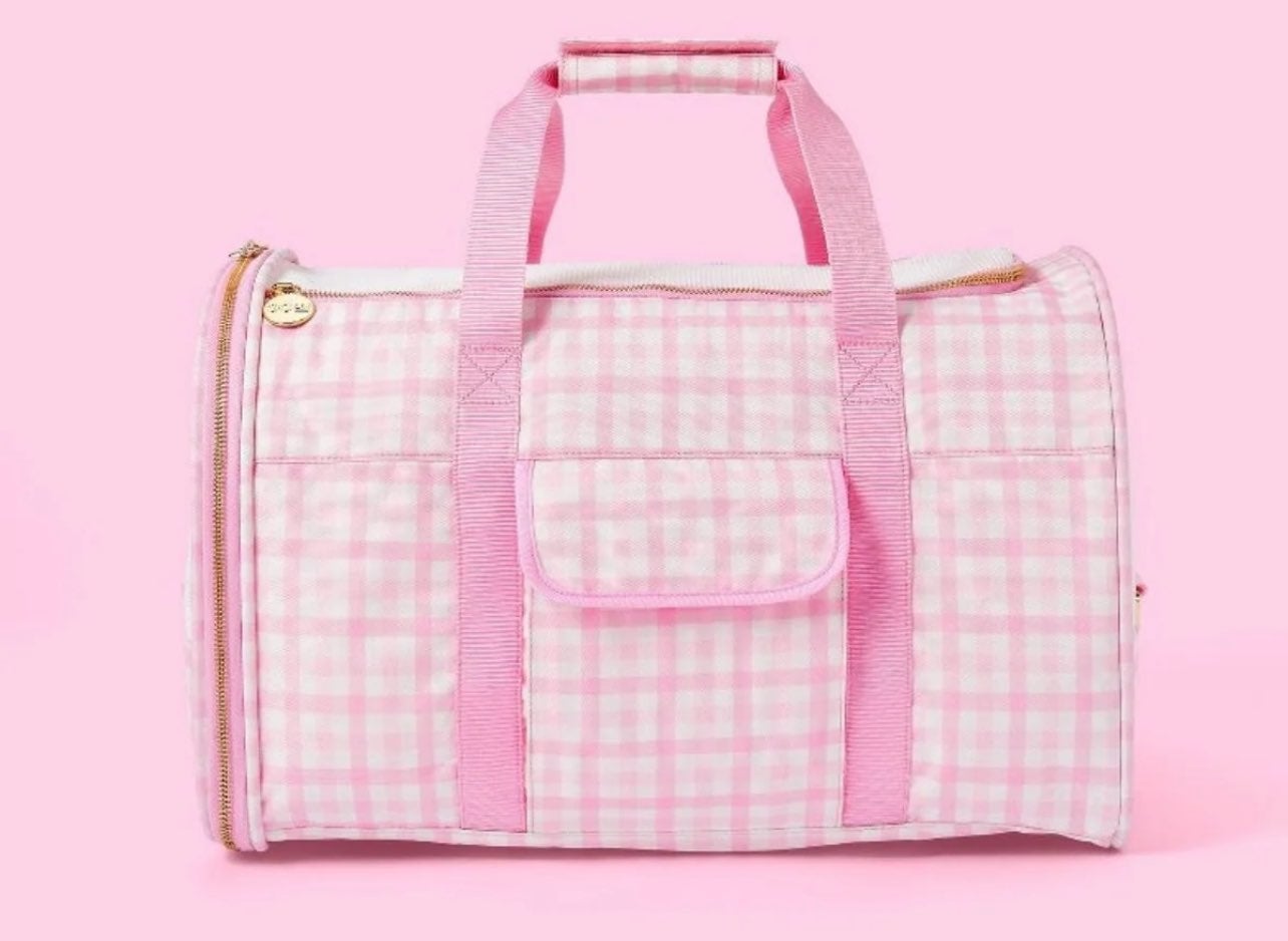 Stoney Clover Lane x Target Pink Gingham Dog OR Cat Pet Carrier Size Small NWT