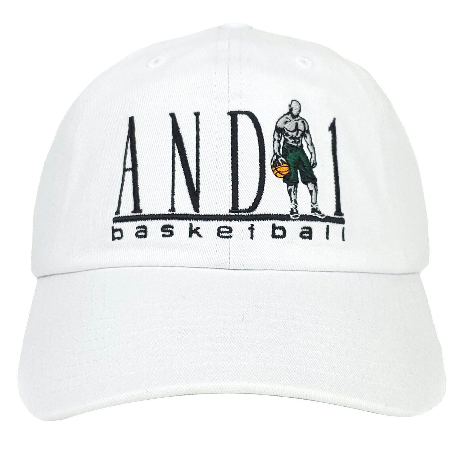 AND1 Mitchell & Ness Dad Hat Cap Embroidery Logo Back Panel Logo White NWT