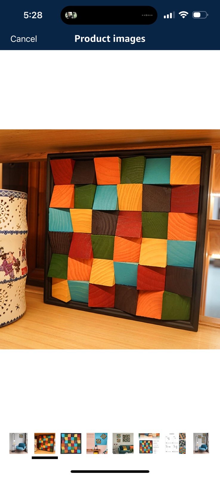 3D Wood Wall Decor Wooden Mosaic Wall Art Frame Wall Sculptures Modern Abstract