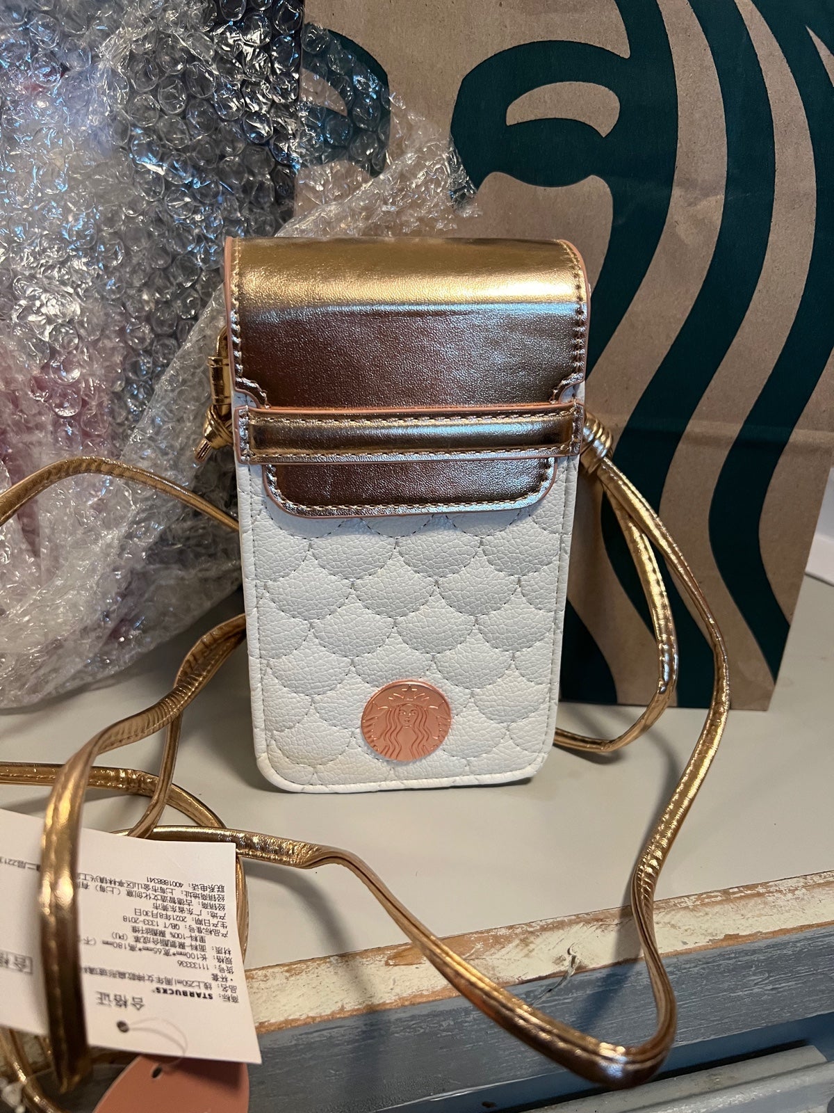 starbucks-50-anniversary siren flat matte glass bottle w/mermaid bag