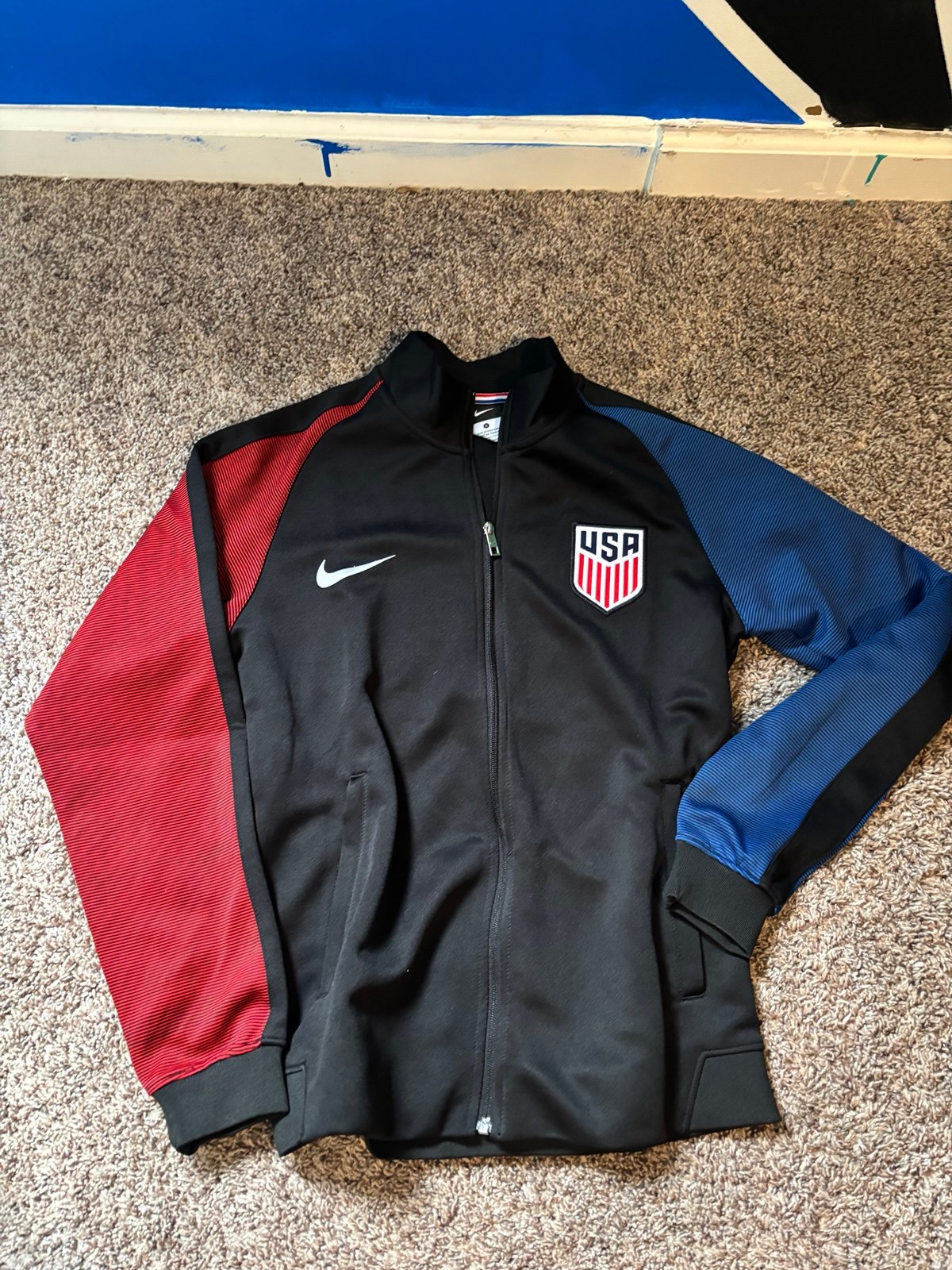 Nike Jacket Small Black Team USA Full Zip Long Sleeve Top Mens