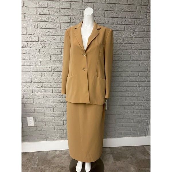 Rena Rowan Women Caramel Professional Maxi Skirt Suit Size 12