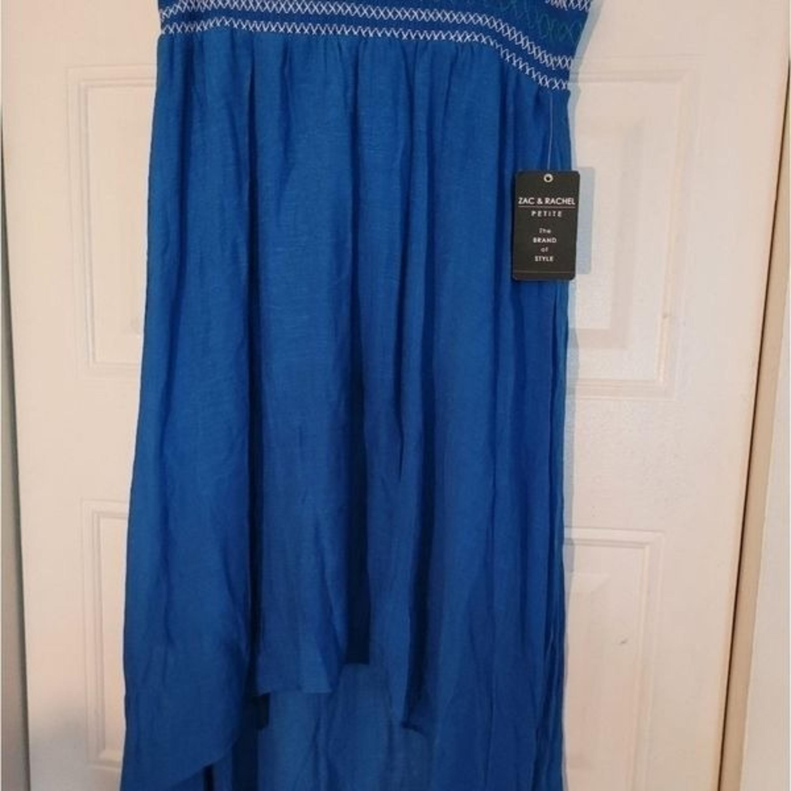 Zac And Rachel Princess Blue Women's Skirt  Petite Large NWT HIGH/low Linen