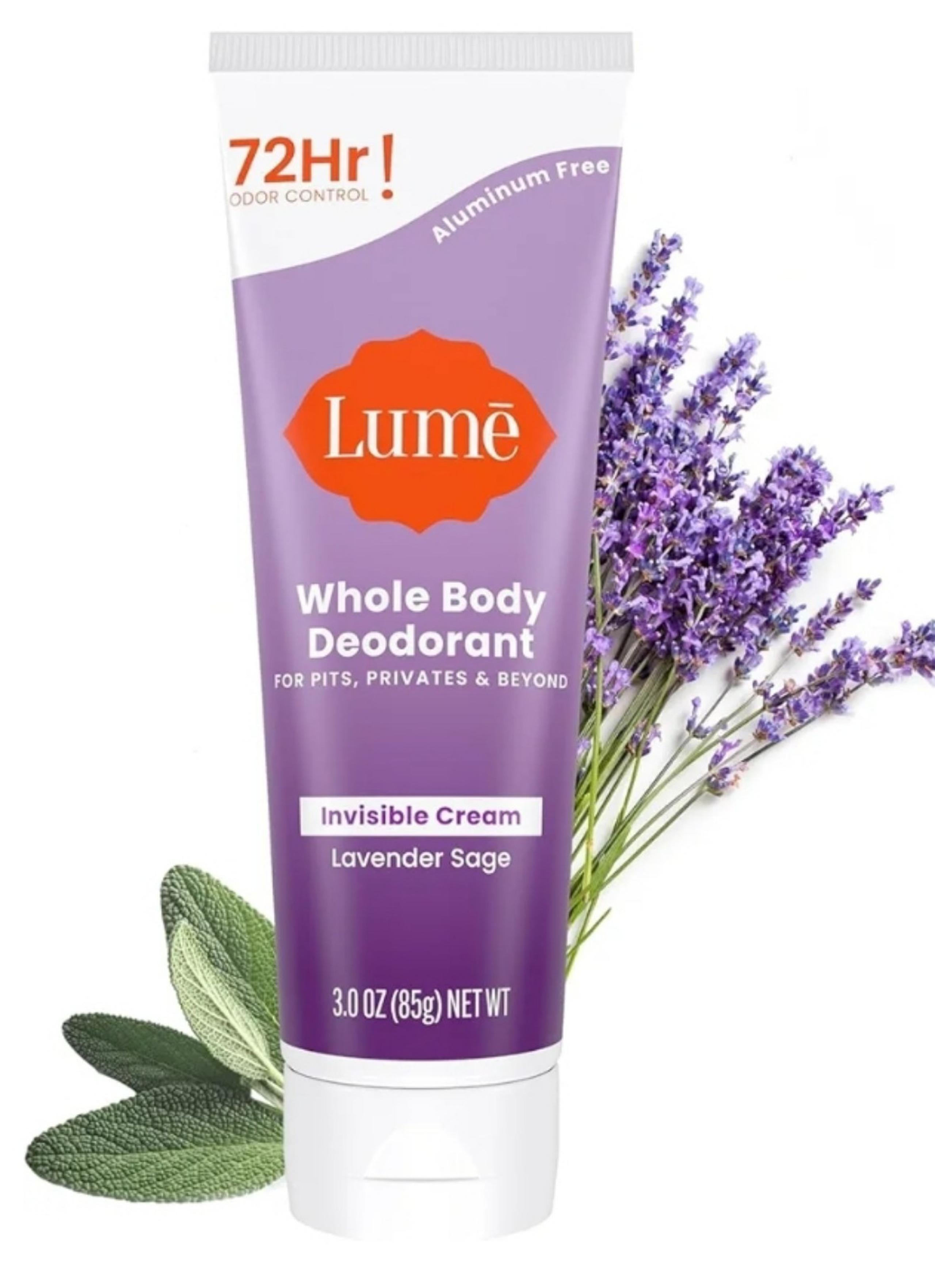 Lume Whole Body Deodorant - Invisible Cream Tube - 72 Hour Odor Control - 3oz