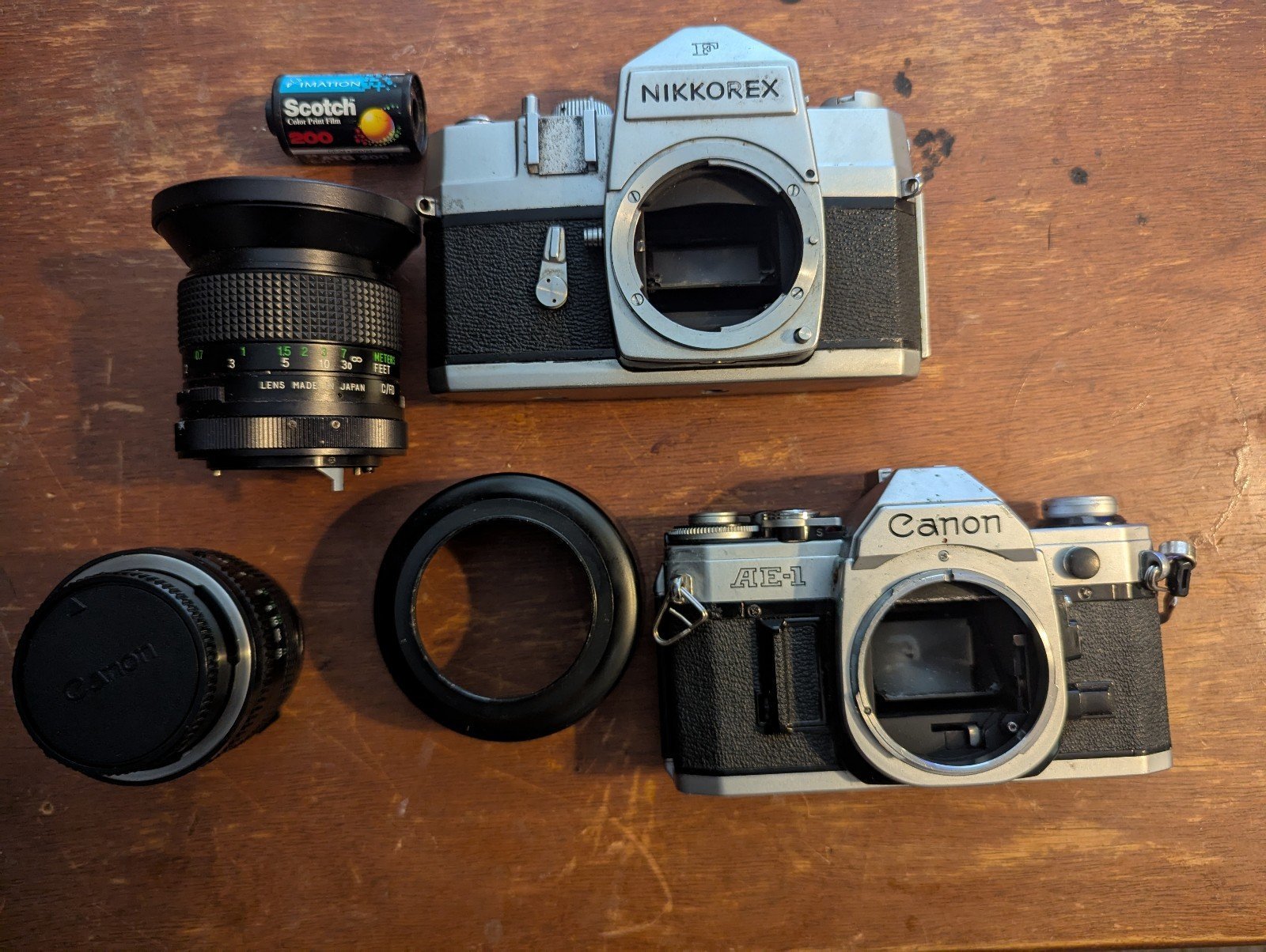 Canon ae1 and Nikon Nikkorex