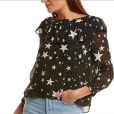 FARM Rio Stardust Sheer Blouse Black Size XS new with tags