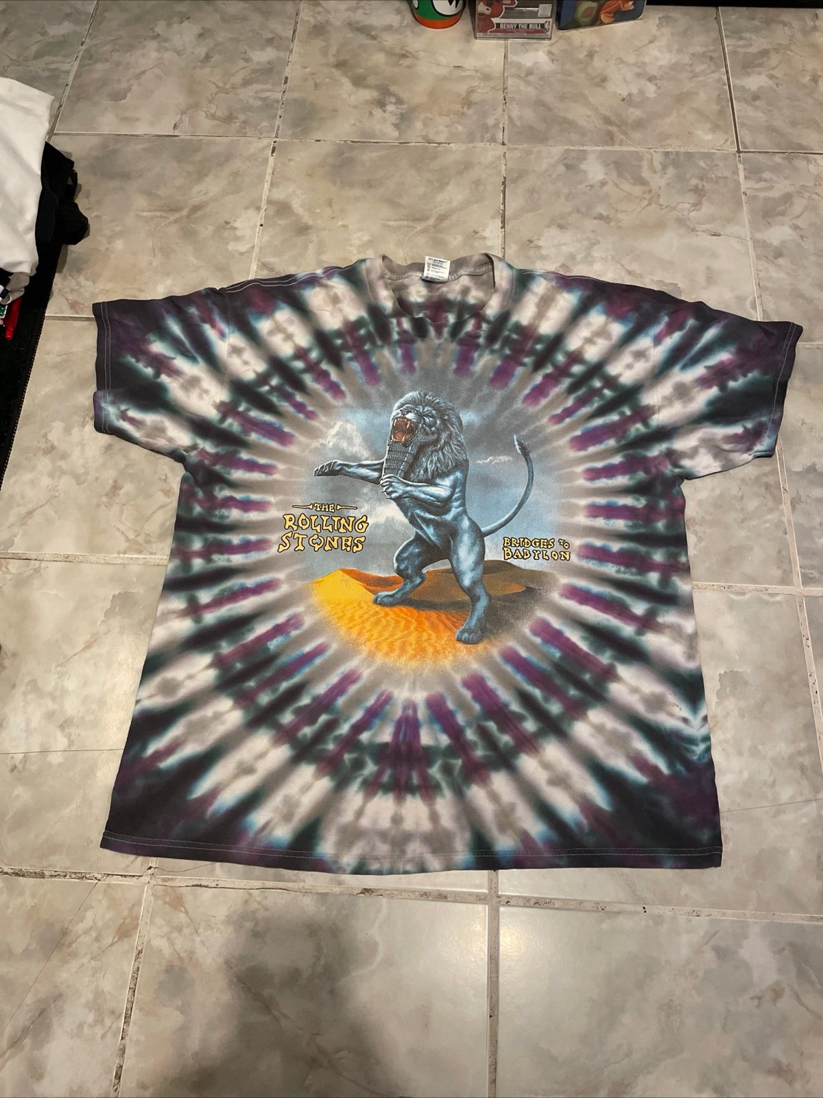 Vintage 90s Rolling Stones Bridges to Babylon Tie Dye Tour Tshirt 1997 XL