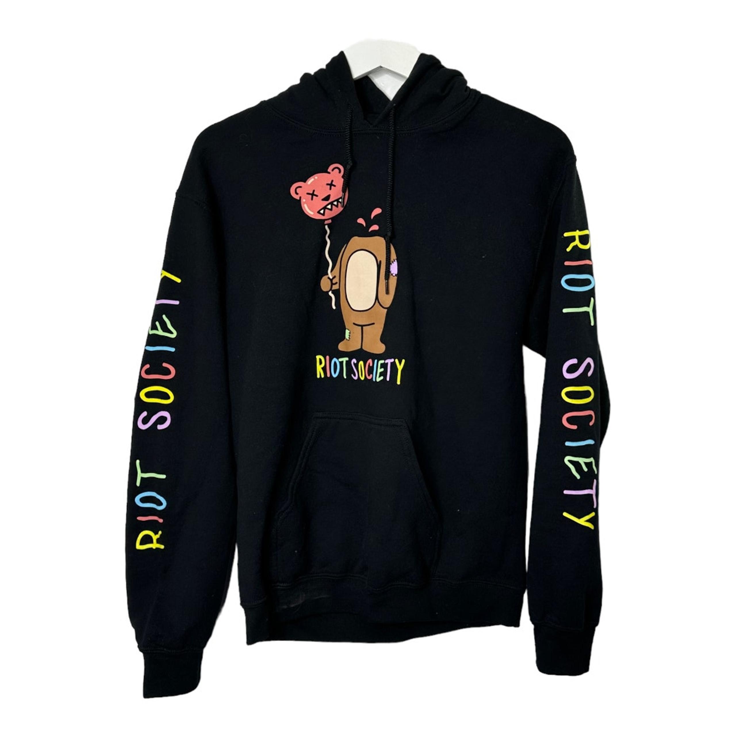 Riot Society Riot Bear Balloon Head Black Hoodie Men's Size Small