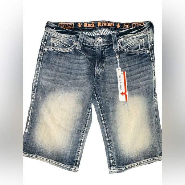 Rock Revival Men's Blue Denim Shorts NWT