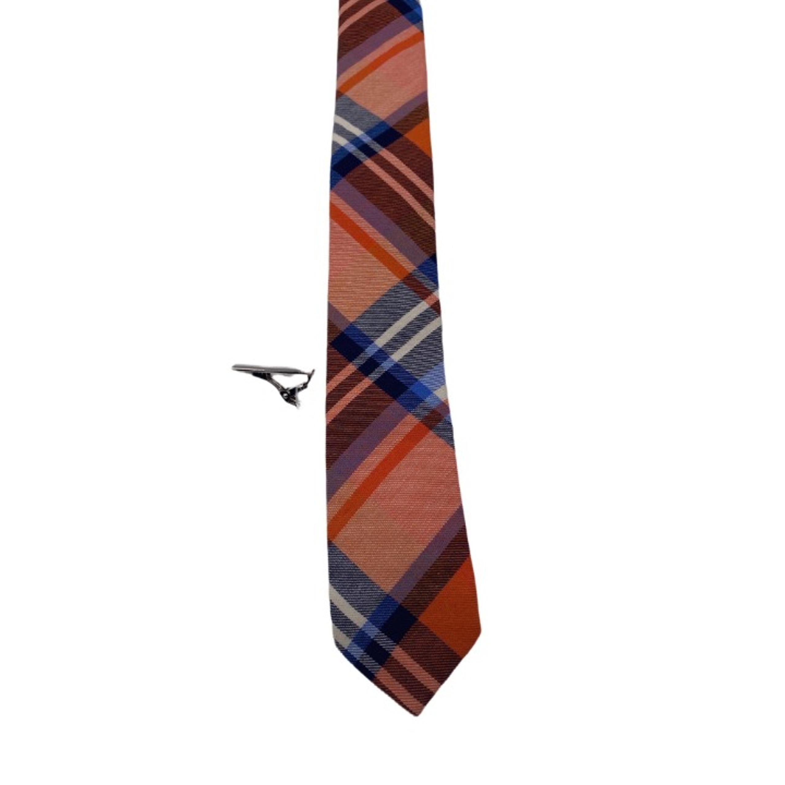 Skinny Tie Madness - Men’s Plaid Tie Orange SKM2128
