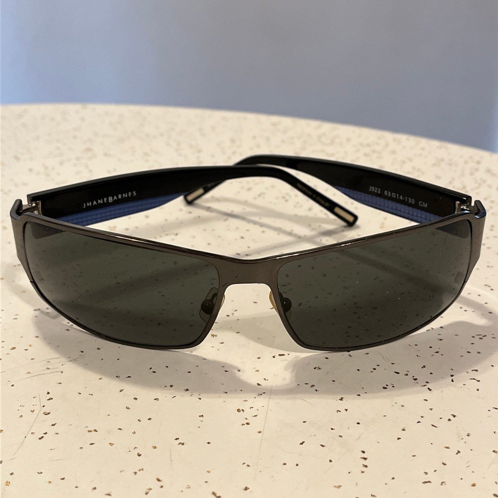 JHANE BARNES J922 Black Polarized Metal Unisex Sunglasses Handmade