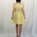 60s Yellow Party Dress with Lace Jacket and Floral Headpiece