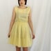 60s Yellow Party Dress with Lace Jacket and Floral Headpiece