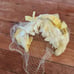 60s Yellow Party Dress with Lace Jacket and Floral Headpiece