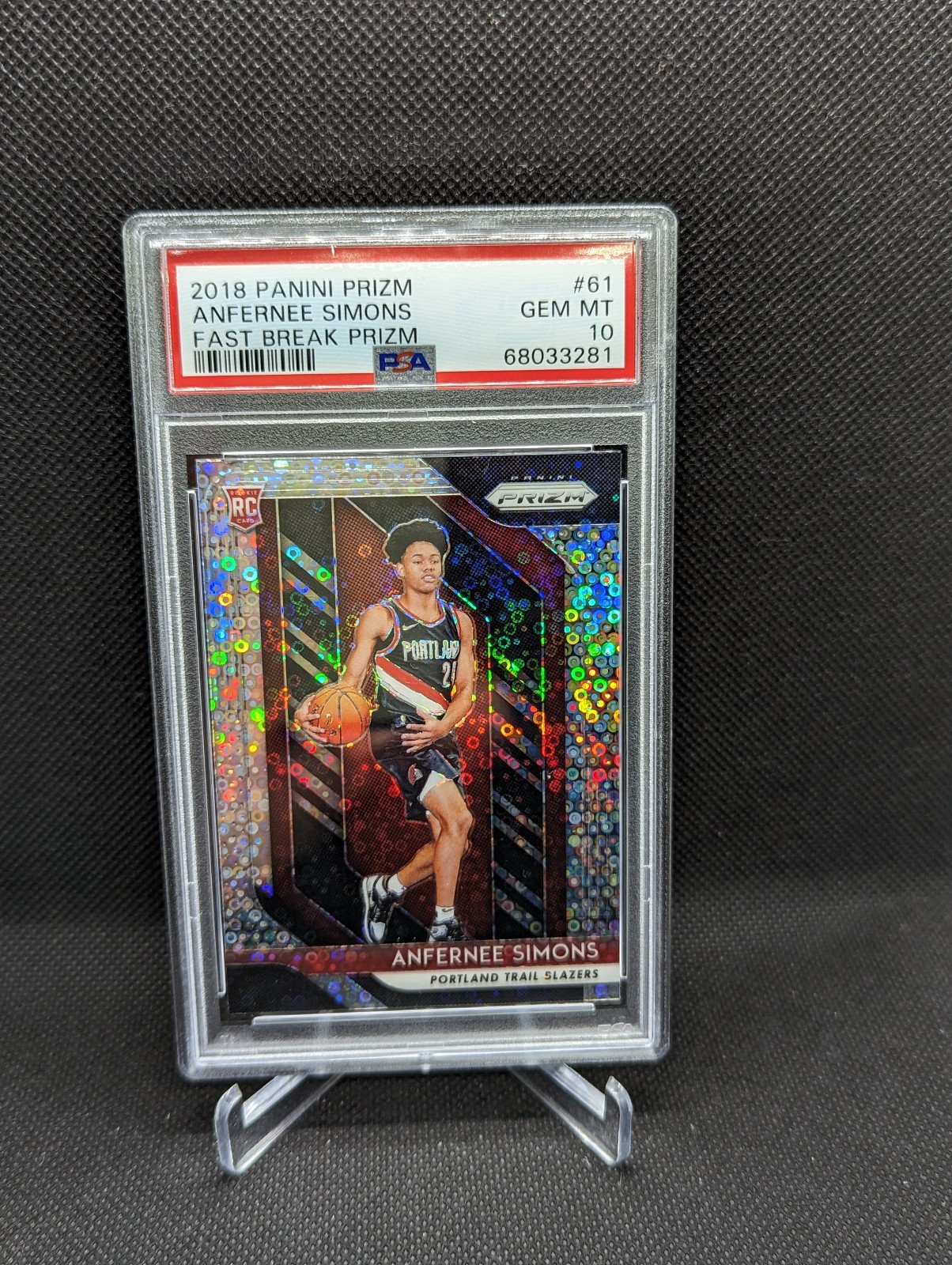 2018 Panini Prizm Fast Break Silver Disco Anfernee Simons RC PSA 10