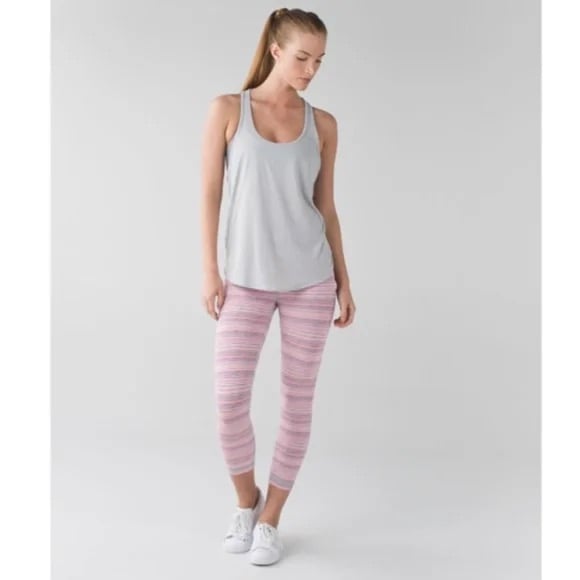 LULULEMON Wunder Under Crop III Luxtreme Cyber Stripe Flash Light Menthol Size 8