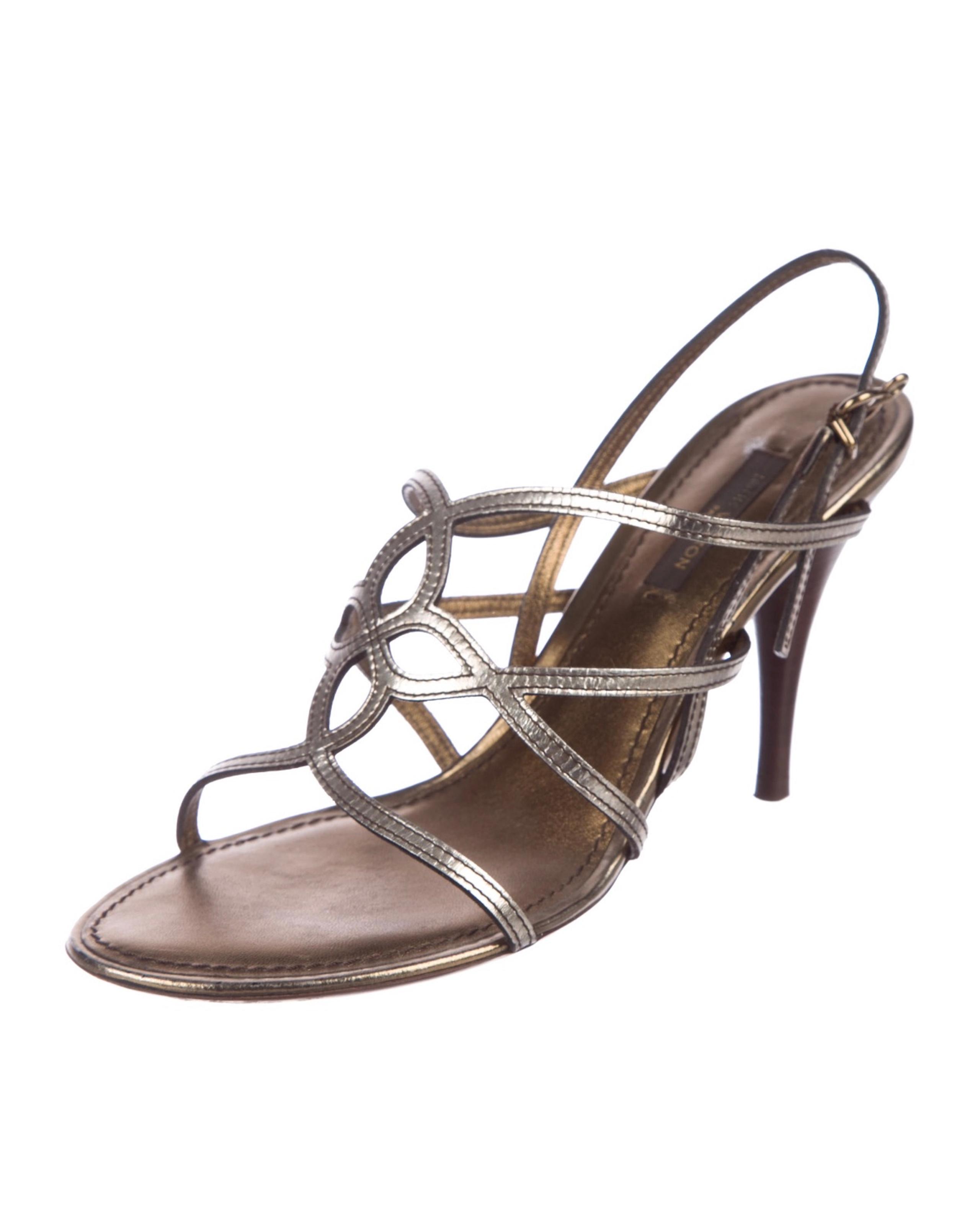 Louis Vuitton Metallic Leather Slingback Sandals