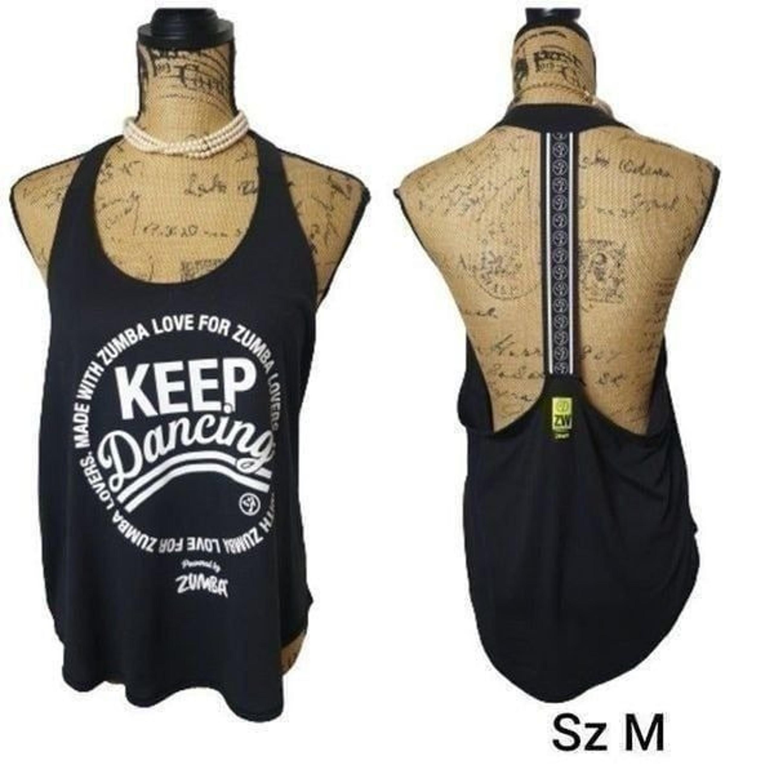 Zumba Women's Tank Top M Keep Dancing Open T Back Muscle Tank Medium