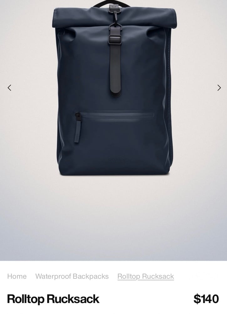 NWT RAINS NAVY REFLECTIVE ROLLTOP RUCKSACK