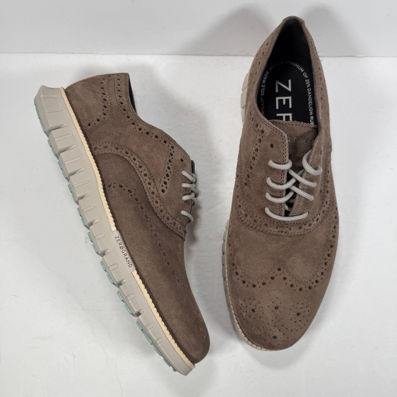 Cole Haan Brown Suede Zerogrand Remastered Wingtip Oxfords Men Size 10.5M