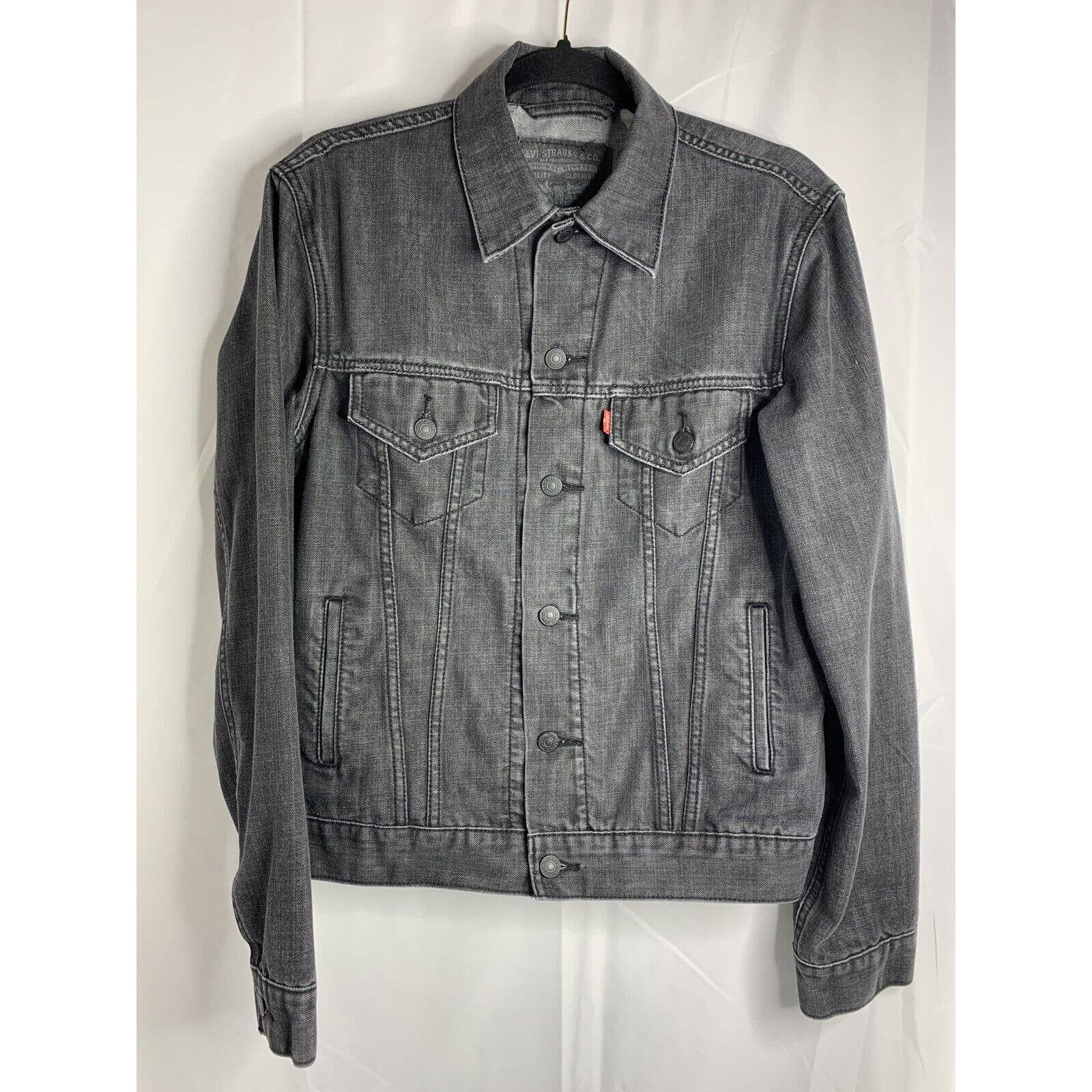 Vintage Black Levis Denim Jean Trucker Style Jacket Adult Small