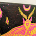 Rosy Maple Moth Original Art Hand painted 8x10 inch black canvas Yellow and Pink