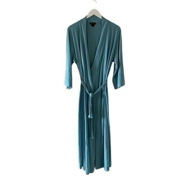 Naori Light Blue Soft Casual Loungewear Women’s Robe Tie Pockets SZ S # 1756