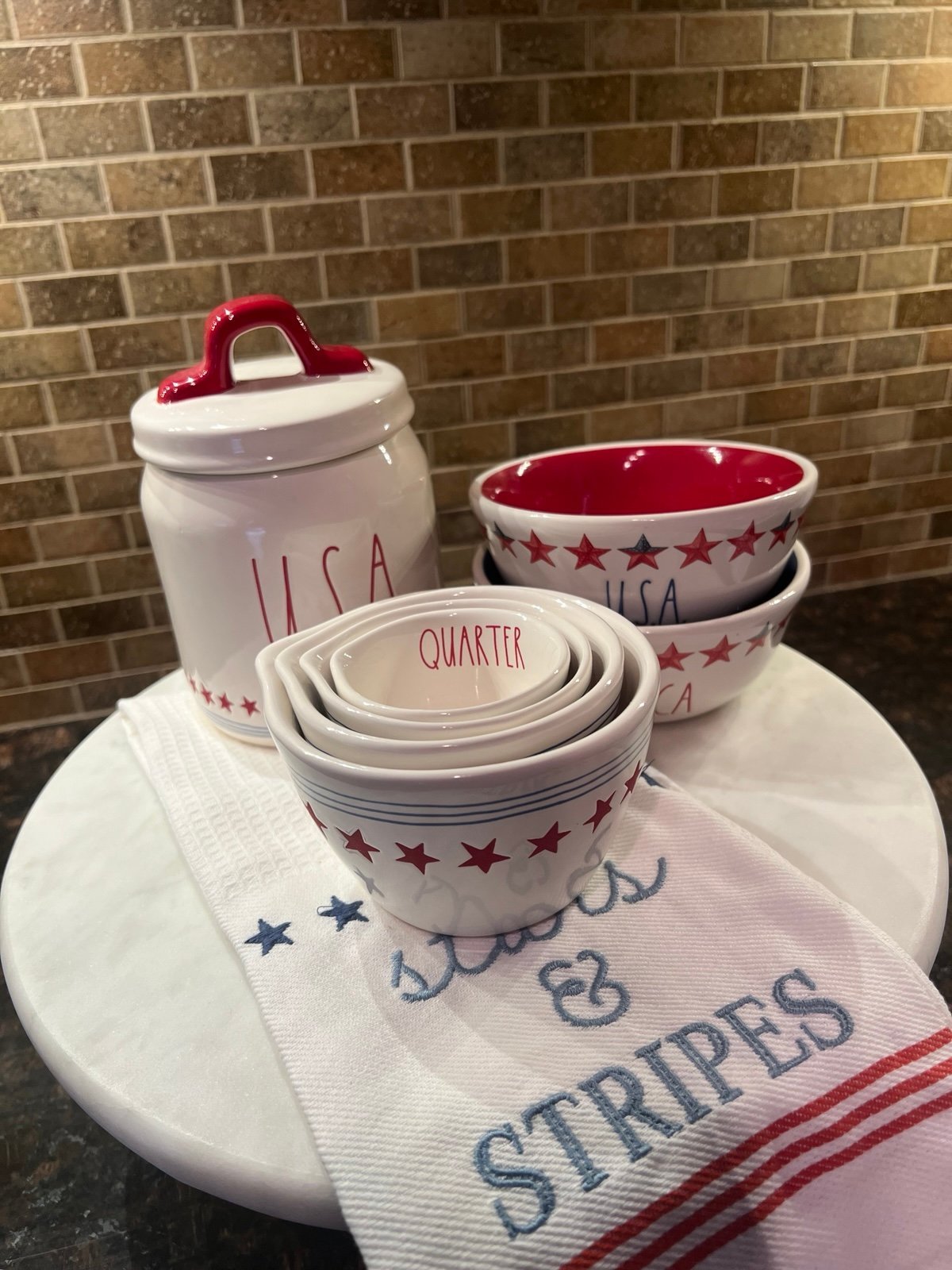 Rae Dunn Patriotic/4th Of July Measuring Cup Bundle/Small Bowls/Baby Canister