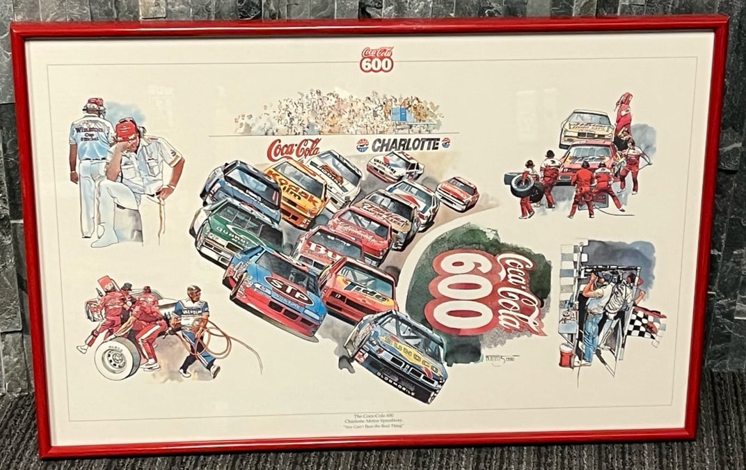 Vintage 1990 Werner Willis NASCAR Coca-Cola 600 Poster